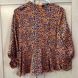 Lulus leopard orange and blue top sz small